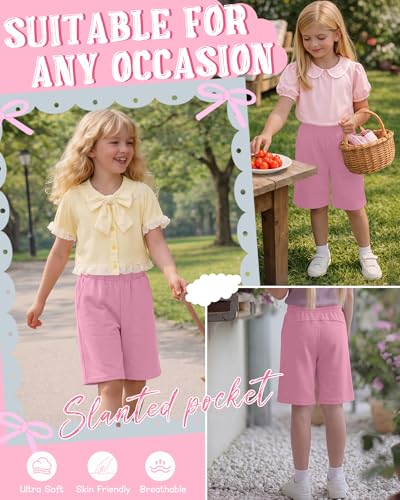 Girls' Wide Leg Bermuda Shorts - Comfortable Baggy Sweatshorts