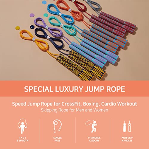 Adjustable Skipping Jump Rope for Fitness - Navy-Yellow
