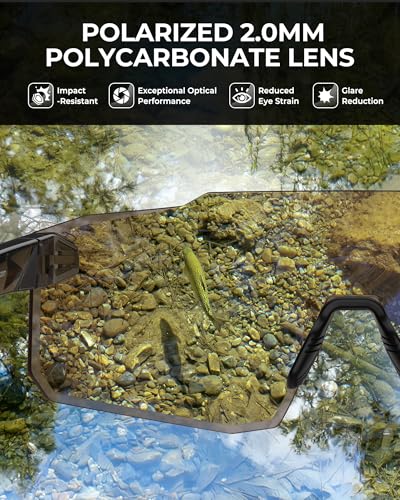 Polarized Fishing Sunglasses with Protective Coating - Gloss Tal Dark Olive Frame, Brown Gold Mirror
