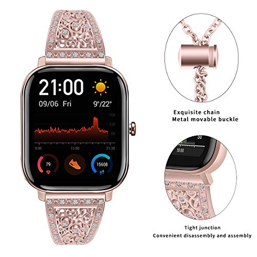 Bling Metal Watch Band for Skeiwatch C30 S50 S55 & More - Pink