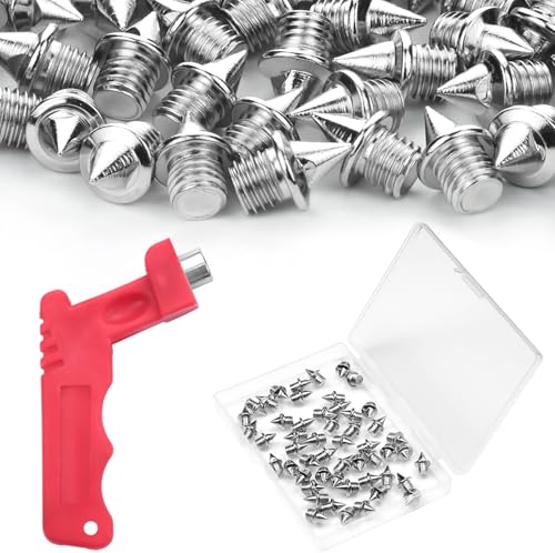 3/16 Inch Track Spikes with Steel Pyramid Design - 50 Pcs Silver