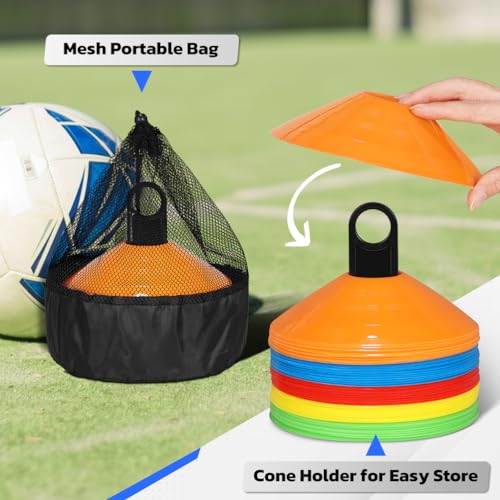 Agility Cones - 50 Pack Multicolor Soccer Training Field Markers