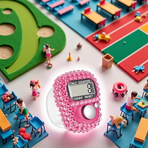 Electronic Finger Tally Counter - Resettable Digital Lap Counter - Pink