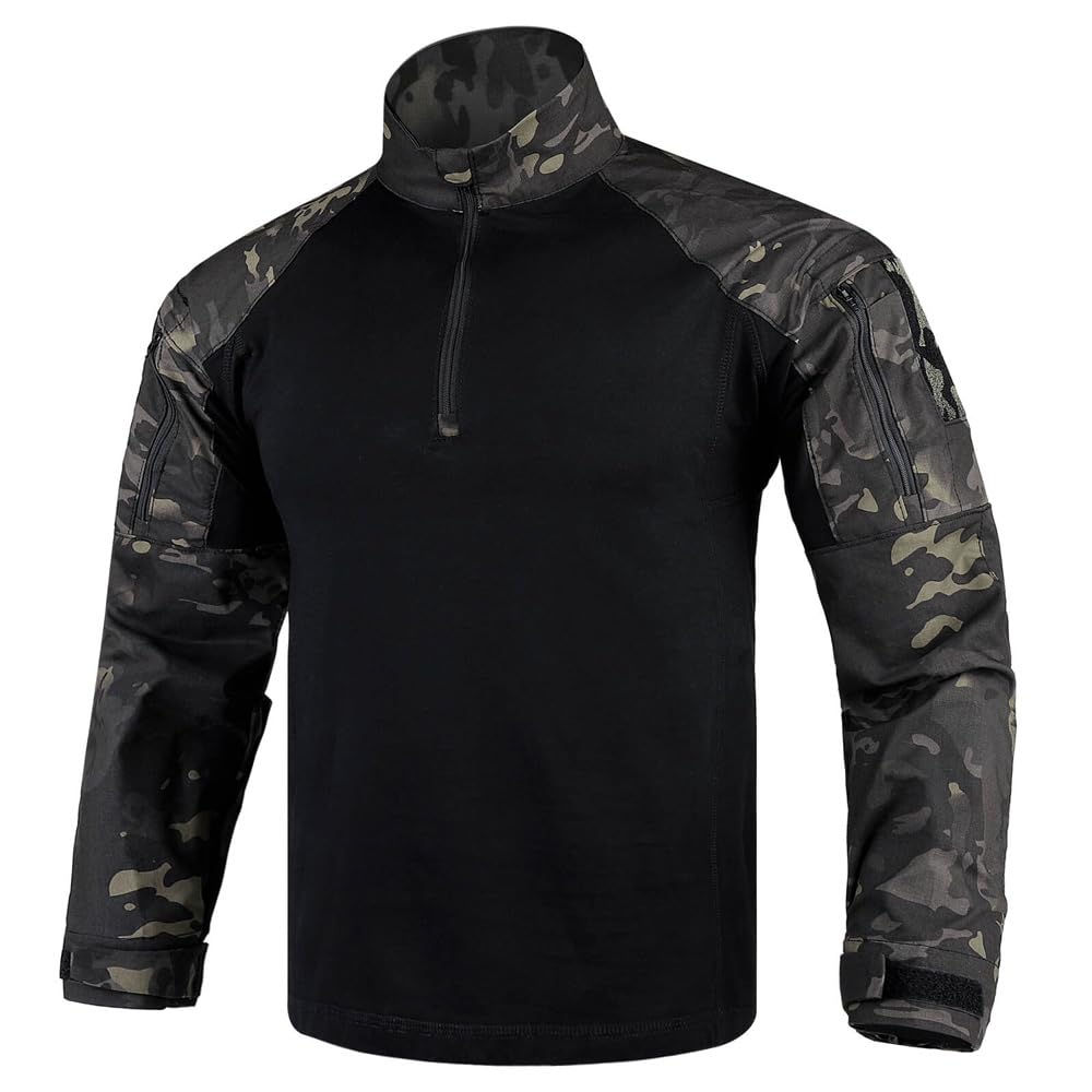 KRYDEX Tactical K4 Combat Shirt Ripstop Rapid Assault Long Sleeve Shirt with Elbow Pads (US, Alpha, Medium, Regular, Regular, MK)
