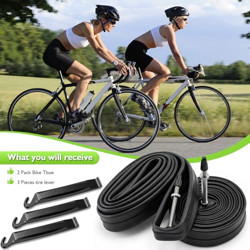 Beaurgirew 2-Pack 700C Bicycle Tubes 25/32C, FV 60mm Presta Valve