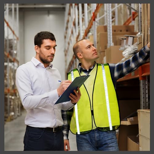 Jecery 20 Packs High Visibility Vest Safety Reflective Hi Visibility Mesh Vest Lightweight Neon Universal Size for Men Work Outdoor (M)