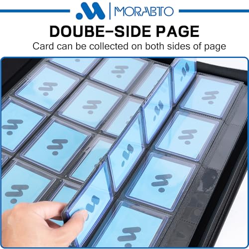 MORABTO Black 16 Pocket Top Loader Binder Holds 640 3x4 Cards - Heavy Duty