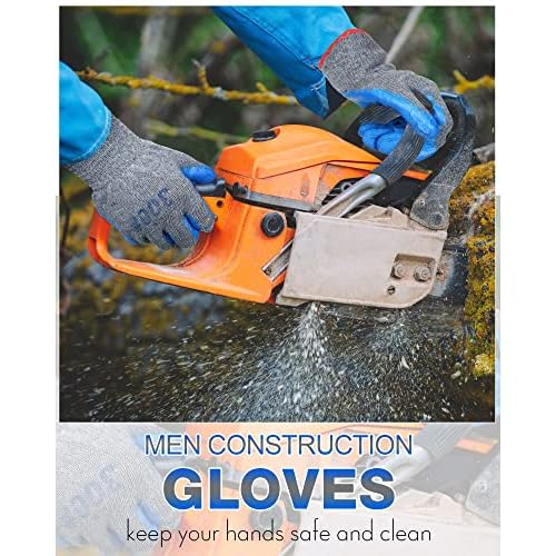 Haysandy 36 Pairs Large Rubber Latex Double Coated Gloves Blue Latex Rubber Hand Coated Safety Work Gloves for Construction Gardening for Men