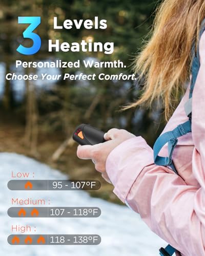 VIMWING Black Rechargeable Hand Warmers with Power Bank Case - Dual-Sided, 14,000mAh, Portable, Long Battery Life, Ideal for Men Women, Gifts