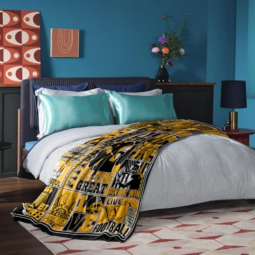Football Blanket - Super Soft 60x50in Gold Throw for Fans