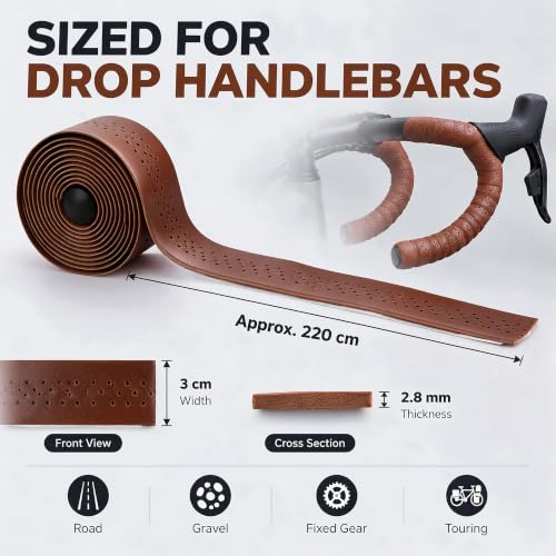 Brown Road Bike Handlebar Tape - EVA Cycling Wrap for Drop Bars