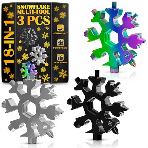 18-in-1 Snowflake Multi Tool Keychain - Set of 3 Stainless Steel