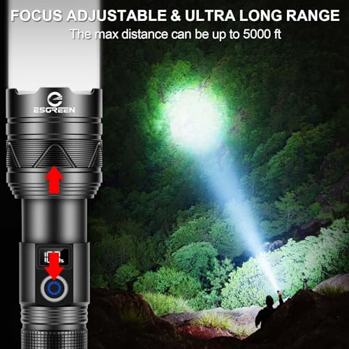 Esgreen Rechargeable High Lumen Flashlight with UV 365nm Light, Long Range, USB-C Charging