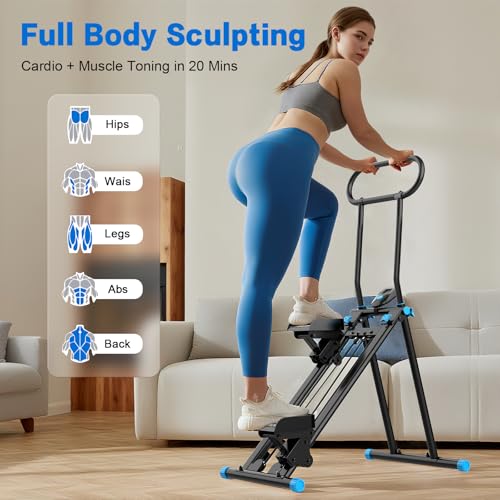 Stair Stepper for Home Workout - Adjustable Resistance & Handlebar - Black