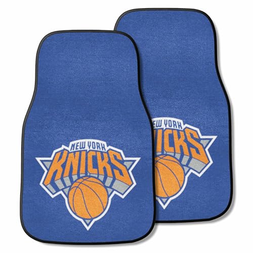 New York Knicks Carpet Car Mat Set - 2 Pieces, 17"x27", Blue