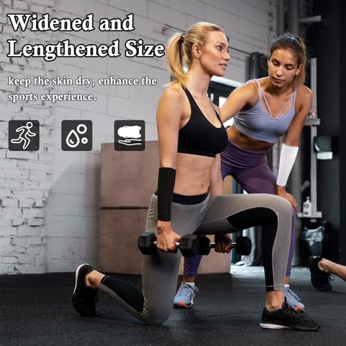 9-Inch Extra Long Wristbands - Sweatbands Set of 2 Black & White