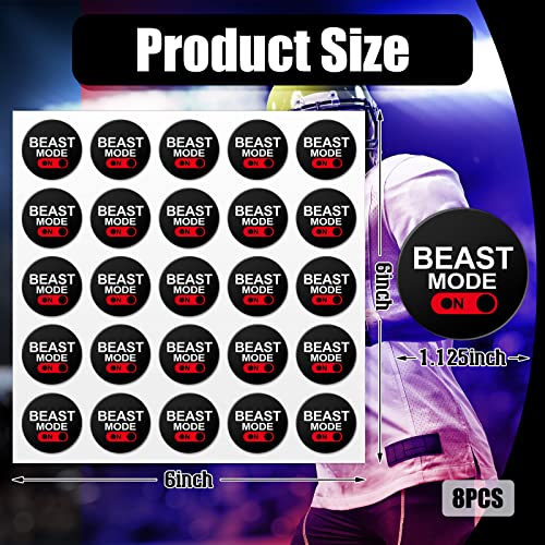 Beast Mode Football Helmet Stickers - 200 Pcs Black Print White