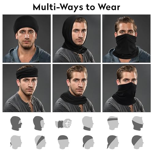 Winter Knitted Neck Gaiter for Men & Women - Black, 1 Pack Ice Silk