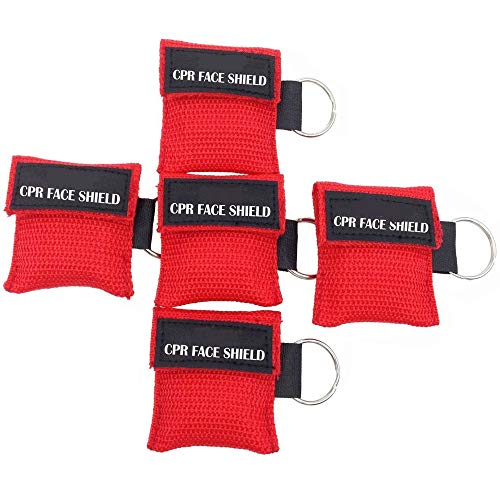 5-Pack CPR Face Shield Masks with Keychain for First Aid