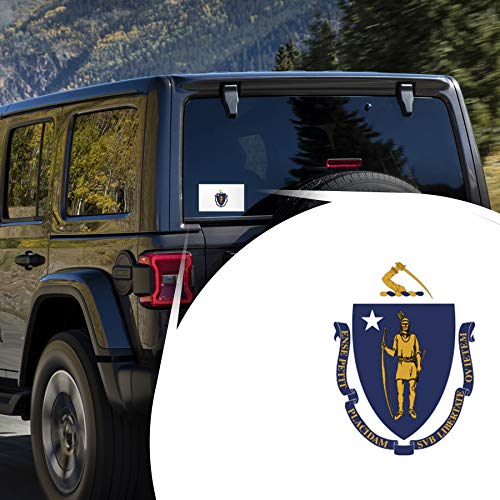 Massachusetts State Flag Decal Stickers - 2-Pack, 5x3 Inches