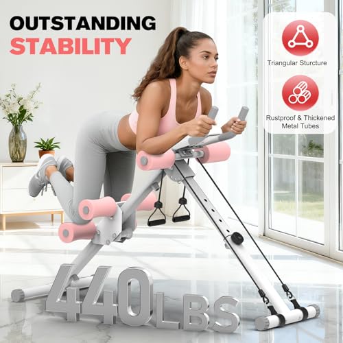 Adjustable Ab Workout Machine - Foldable Core Trainer - White