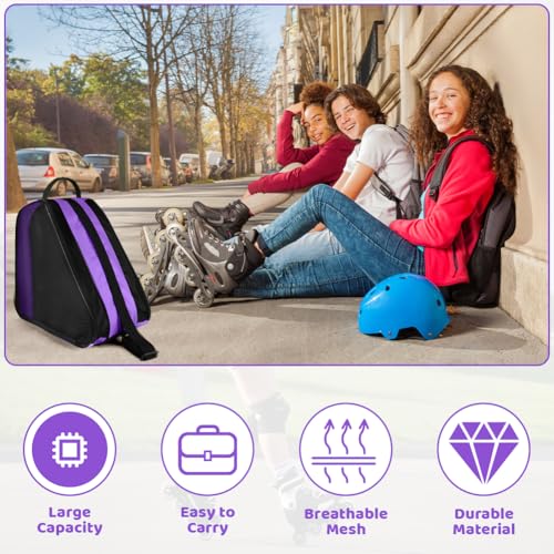 Breathable Ice Skate Bag with Adjustable Strap - Purple