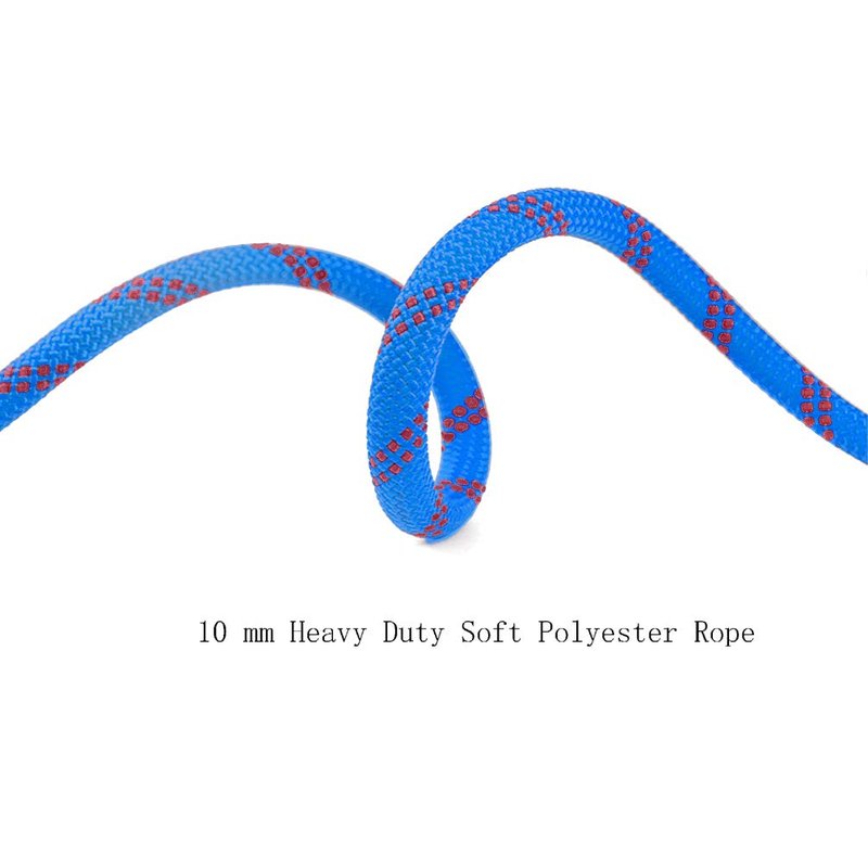 Aoneky Outdoor 10mm 32ft Static Utility Rope, Heavy Duty Polyester Rope for Pulling, Rigging, Tree Work & Hunting, Gym Fitness, 2000LB Tensile Strength, Blue