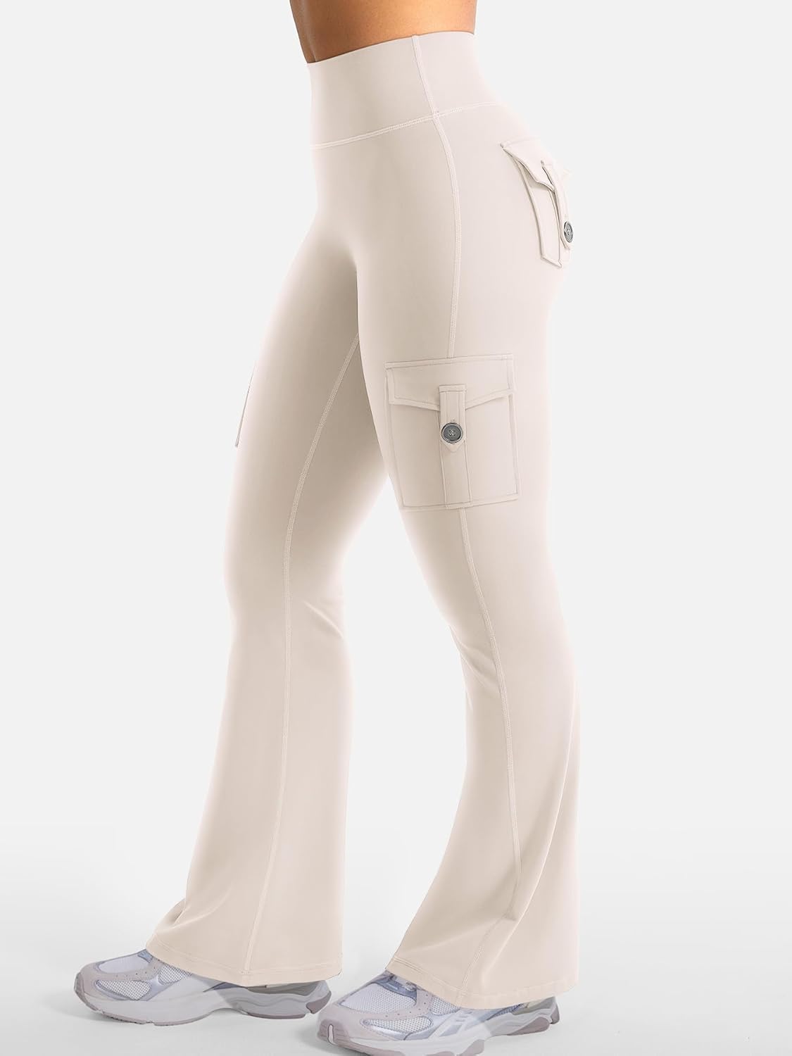YEOREO CoreFlex Women's High-Waisted Flare Leggings - Hidden Pockets & No Front Seam, Perfect for Gym & Yoga