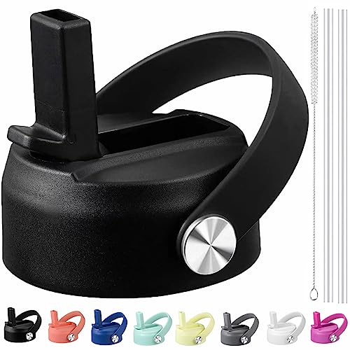 Straw Lid for Hydro Flask Wide Mouth Water Bottle, Black
