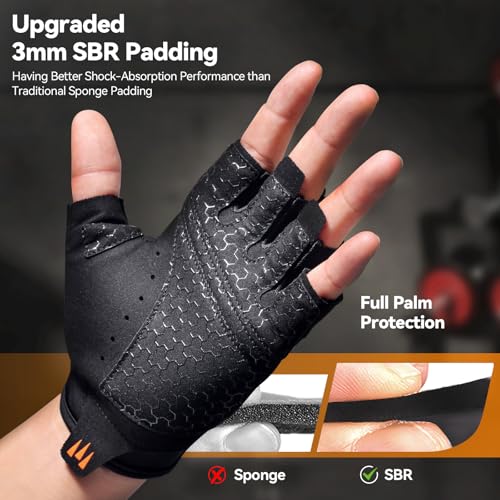 Workout Gloves for Men and Women - Black, Large