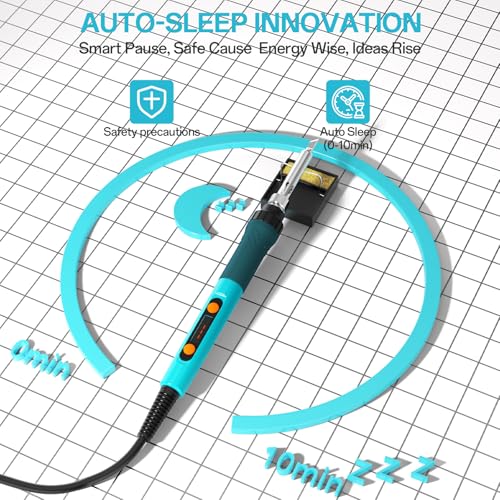 Soldering Iron Kit,90W LED Digital Soldering Gun Kits,Adjustable Temperature Soldering Welding Tool Kit with 5 Solder Iron Tips,Solder Stand,Solder Wire,Desoldering Pump, Tweezers,Auto Sleep (13 in 1)