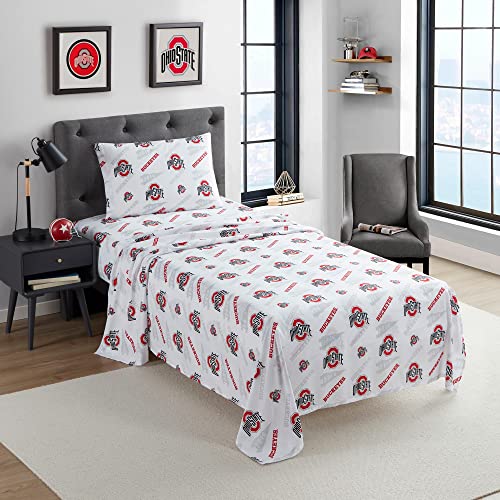 Ohio State Buckeyes Twin XL Sheet Set - NCAA Team Logo Bedding