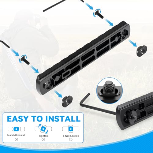 Aluminum Picatinny Rail Section - 6 Pack with T-Nuts & Wrench