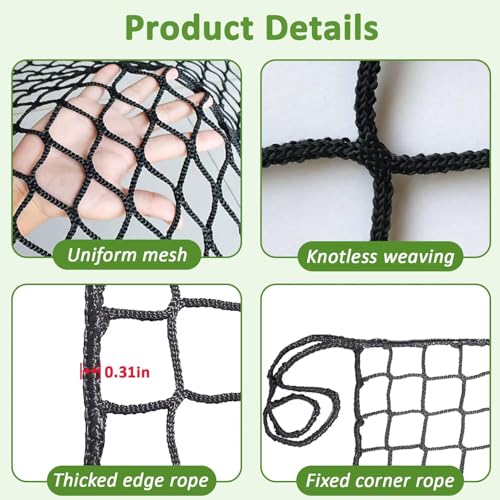 KAERYHET 9.8x9.8ft Kids & Pet Safety Rope Net Balcony Railing Playground