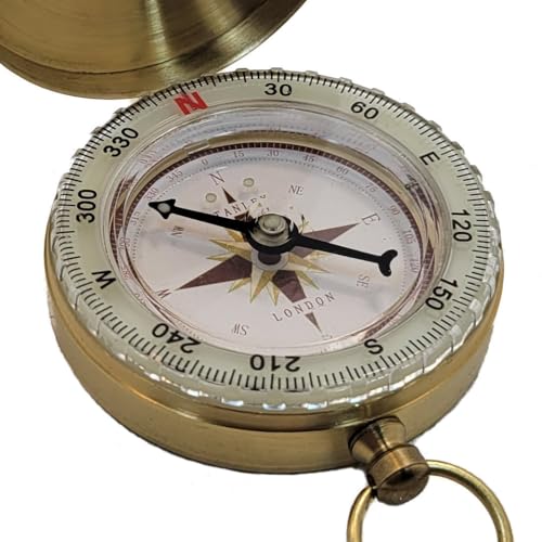 Glow in the Dark Brass Pocket Compass - Waterproof for Kids
