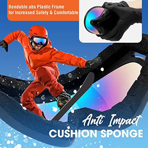 Snow Ski Goggles - 2-Pack Multicolor Lenses for All Ages