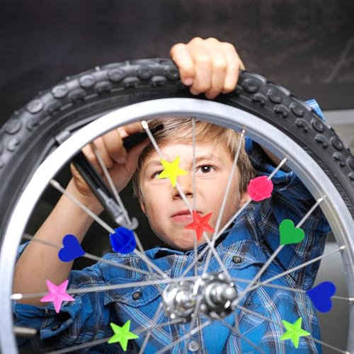 180 Pieces Colorful Bike Spoke Beads - Star & Heart Shapes