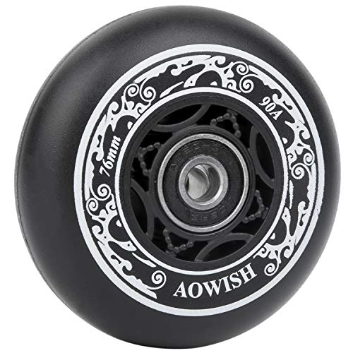 AOWISH 76mm Black Ripsurf Wheels with Bearings ABEC-9 for Skateboards & Scooters