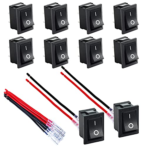 Mini Rocker Switch 12V 20A SPST Toggle Switch - 10 Pack