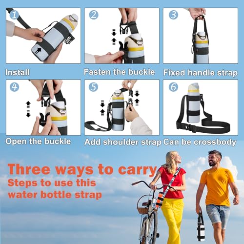 HEYSKAY Water Bottle Holder with Strap - Adjustable Sling, 1 Pc, Black