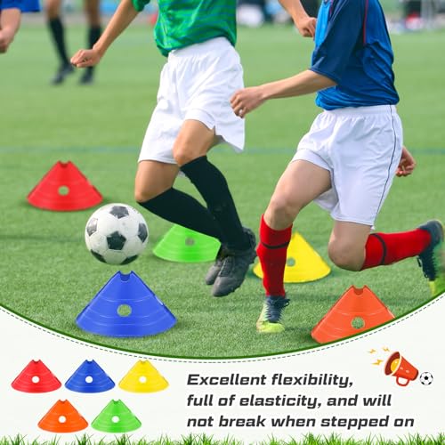 Jumbo Soccer Training Cones Set - 20 Bright Discs in 5 Colors