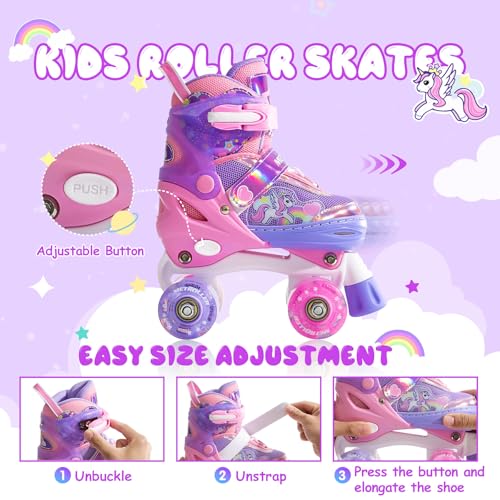 METROLLER Girls Purple Adjustable Roller Skates with Light-Up Wheels, Size 10C-13C US