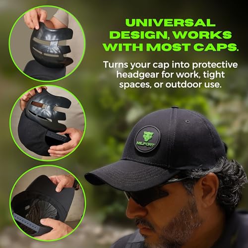 Bump Cap Insert x 2 Pack. Lightweight Hard hat Liner for Baseball Caps. Ventilated Safety Helmet Shell. Protective Headgear for Work, Security and Outdoor use.