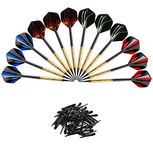 Soft Tip Darts Set - 12 Pcs Plastic Tip Darts with 36 Replacement Tips - Red, Blue, Green