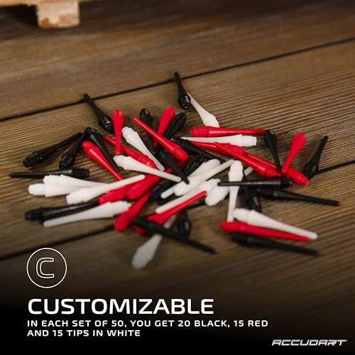 50-Pack Soft Tip Dart Points - 2BA Thread Tips for Electronic Dartboards