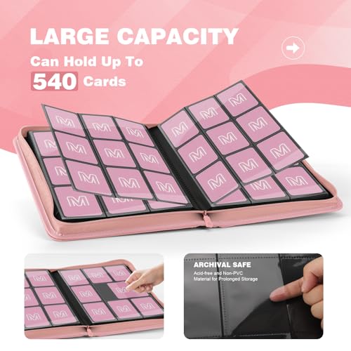 MOSLA 9-Pocket Pink Trading Card Binder Holds 540 Cards (TMG/MTG)