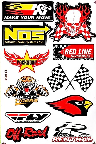 Motorsport Vinyl Decals Stickers - 6 Pack for Cars & Bikes