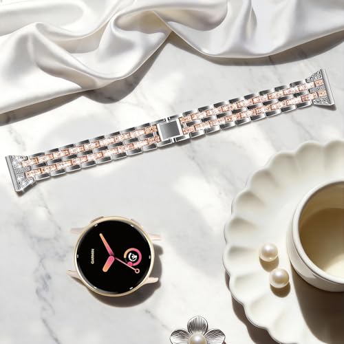 18mm Rhinestone Bling Metal Watch Band for Garmin - Rose Gold