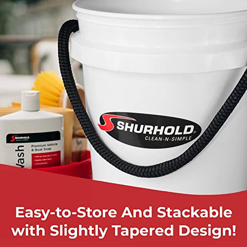 Shurhold World’s Best Rope Handle Bucket - 5 Gallon White, Heavy-Duty Leak-Free