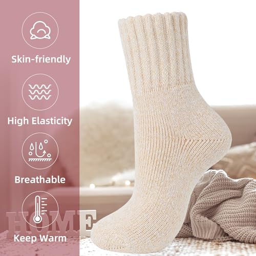 Cozy Warm Wool Socks for Women - Cute Boot Crew Socks - One Size C Beige